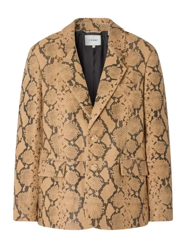 Snake-effect Leather Blazer