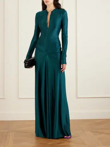 Victoria Beckham Gathered Satin Gown | Thumbnail 2 Victoria Beckham Gathered Satin Gown | Thumbnail 2