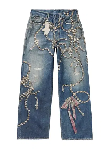 Acne Studios Trompe L'oeil Printed High-rise Wide-leg Jeans | Thumbnail 1 Acne Studios Trompe L'oeil Printed High-rise Wide-leg Jeans | Thumbnail 1