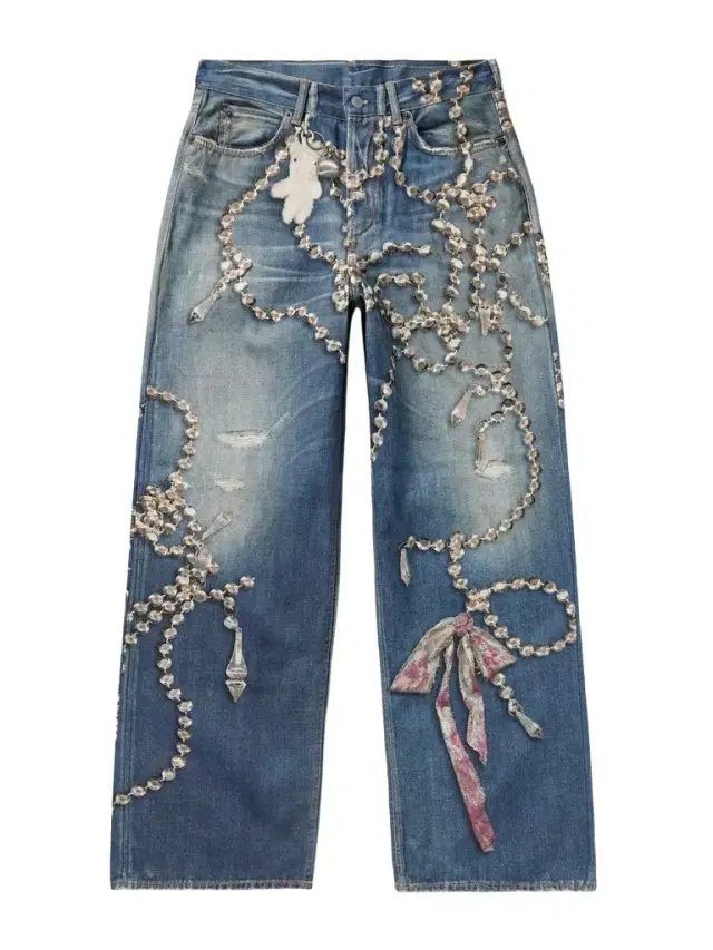 Trompe L'oeil Printed High-rise Wide-leg Jeans