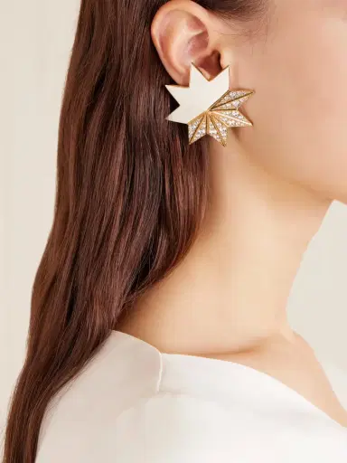 Valentino Garavani Pas Plus Gold-tone, Crystal And Enamel Clip Earrings | Thumbnail 2 Valentino Garavani Pas Plus Gold-tone, Crystal And Enamel Clip Earrings | Thumbnail 2