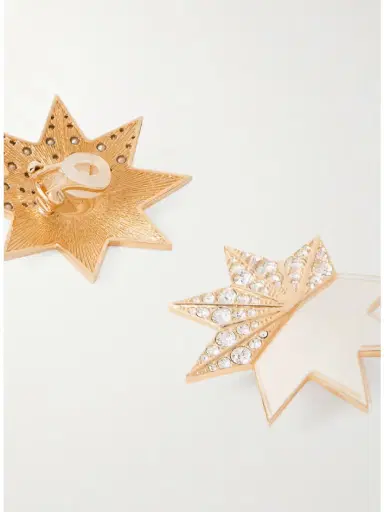 Valentino Garavani Pas Plus Gold-tone, Crystal And Enamel Clip Earrings | Thumbnail 3 Valentino Garavani Pas Plus Gold-tone, Crystal And Enamel Clip Earrings | Thumbnail 3