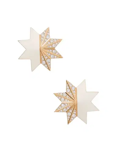 Valentino Garavani Pas Plus Gold-tone, Crystal And Enamel Clip Earrings | Thumbnail 1 Valentino Garavani Pas Plus Gold-tone, Crystal And Enamel Clip Earrings | Thumbnail 1