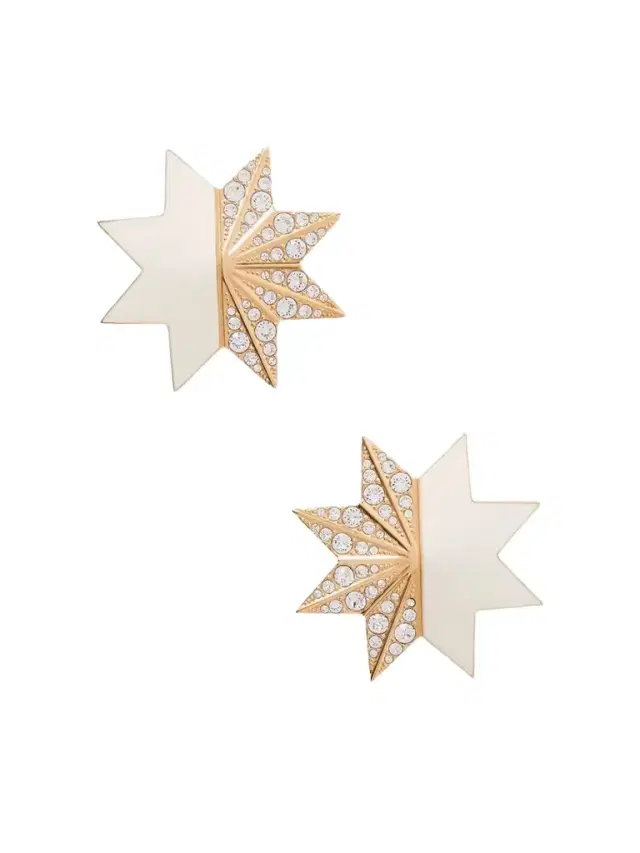Pas Plus Gold-tone, Crystal And Enamel Clip Earrings