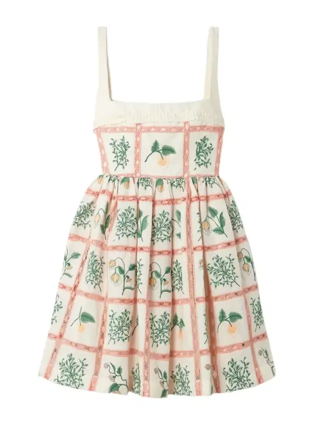 Barbara Ruffled Embroidered Cotton Mini Dress
