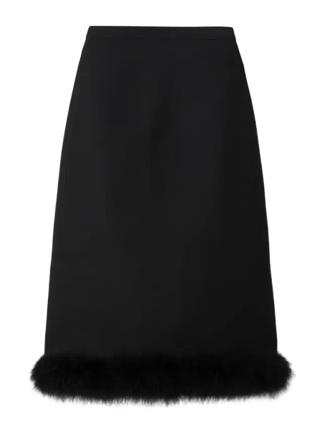 Feather-trimmed Wool And Silk-blend Crepe Midi Skirt