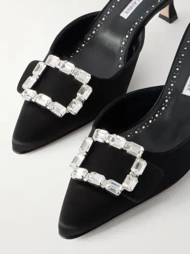 Manolo Blahnik Mayjou 50 Crystal-embellished Satin Mules | Thumbnail 5 Manolo Blahnik Mayjou 50 Crystal-embellished Satin Mules | Thumbnail 5