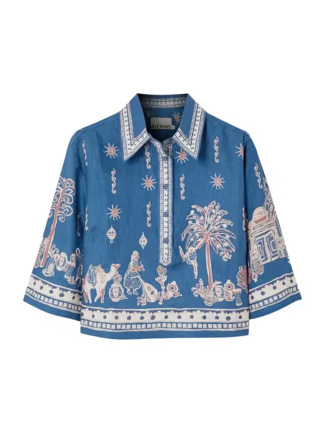Acacia Cropped Printed Linen Shirt