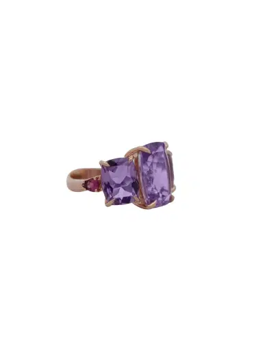 Wish Fine Jewelry 11.39ct Amethyst Pink Tourmaline 18K Gold Ring | Thumbnail 2