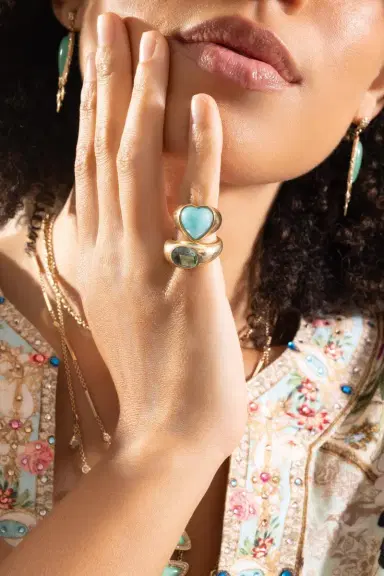 Jacquie Aiche Amazonite Heart Signet Ring | Thumbnail 4