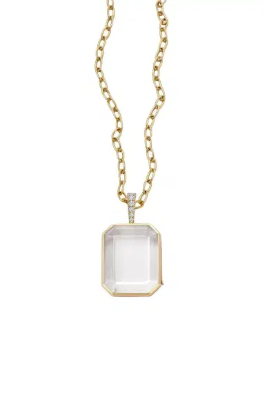 LOQUET Diamond Baguette Locket Necklace | Thumbnail 1