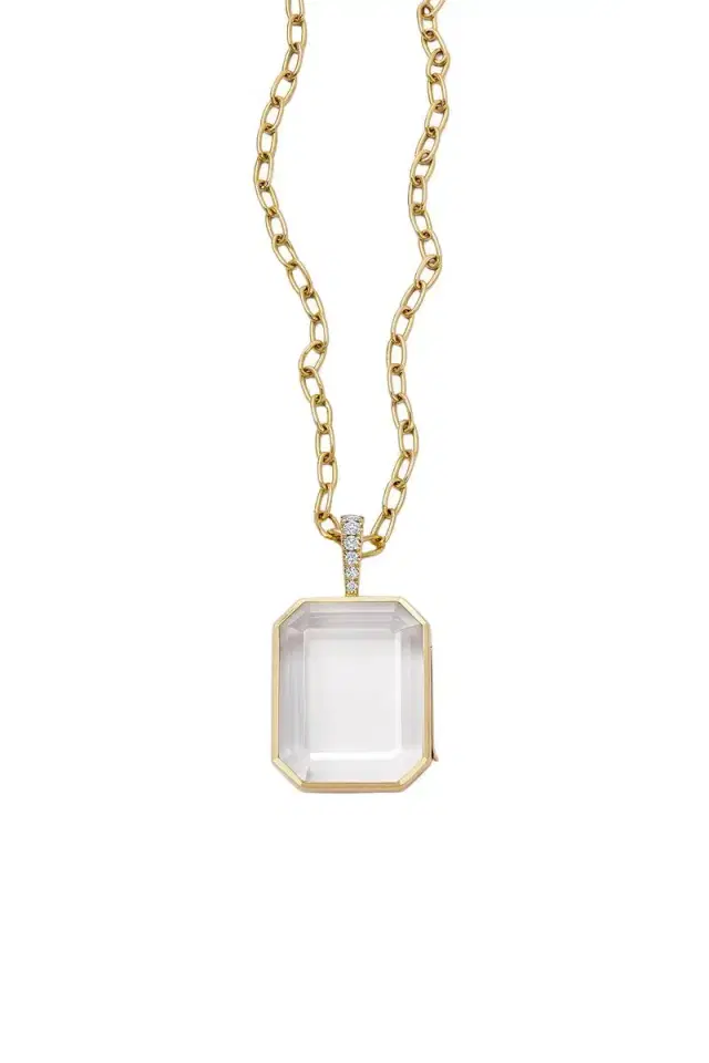 LOQUET Diamond Baguette Locket Necklace