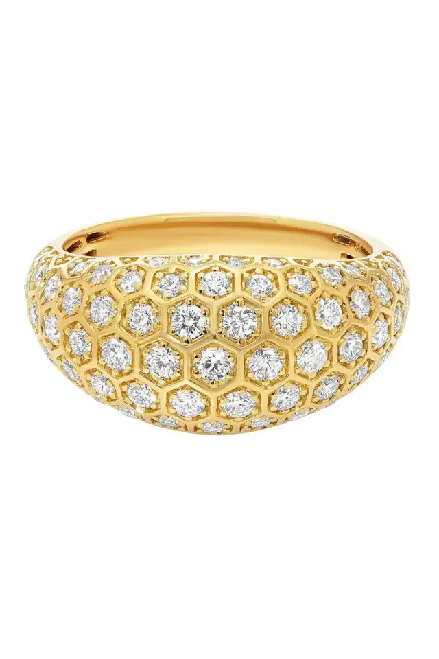SARA WEINSTOCK Diamond Honey Comb Signet Ring