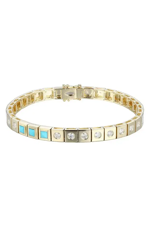 Type Jewelry Diamond Turquoise Leggo ID Bracelet