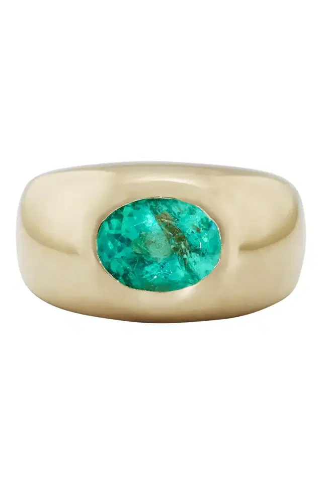Jacquie Aiche Emerald Oval Dome Ring