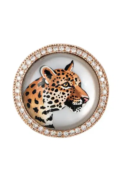 Jacquie Aiche Pearl Diamond Leopard Signet Ring | Thumbnail 1