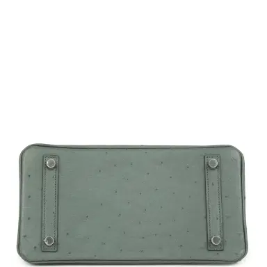 HERMÈS Hermes Birkin 25 Vert Amande Ostrich Palladium Hardware | Thumbnail 6 HERMÈS Hermes Birkin 25 Vert Amande Ostrich Palladium Hardware | Thumbnail 6