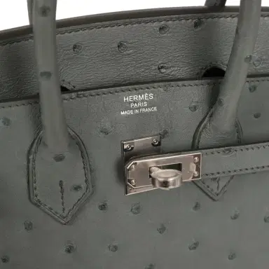 HERMÈS Hermes Birkin 25 Vert Amande Ostrich Palladium Hardware | Thumbnail 7 HERMÈS Hermes Birkin 25 Vert Amande Ostrich Palladium Hardware | Thumbnail 7