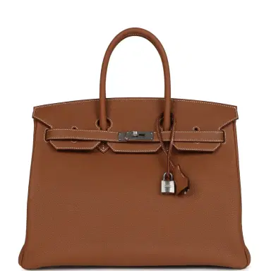 HERMÈS Hermes Birkin 35 Gold Togo Palladium Hardware | Thumbnail 1 HERMÈS Hermes Birkin 35 Gold Togo Palladium Hardware | Thumbnail 1