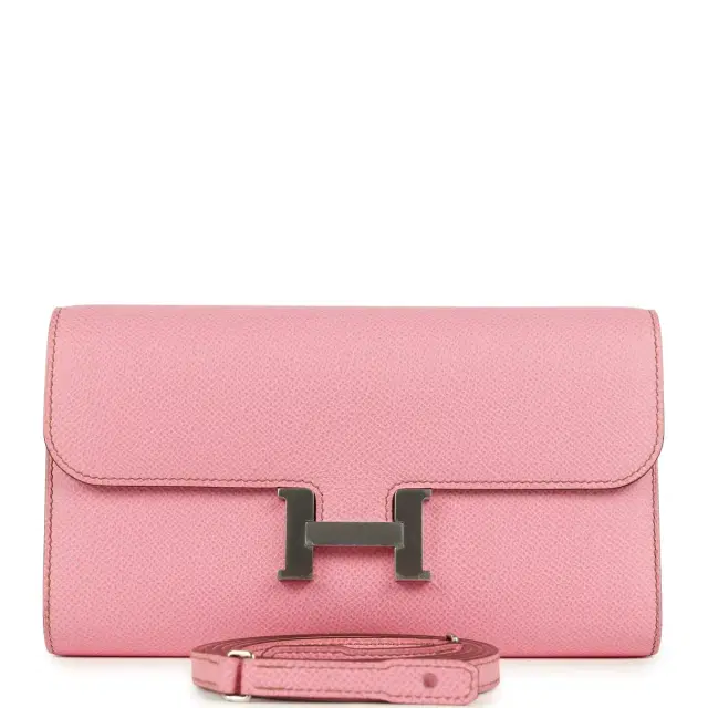 hermes Pre-owned Hermes Constance Wallet To Go Bubblegum Epsom Palladium Hardware