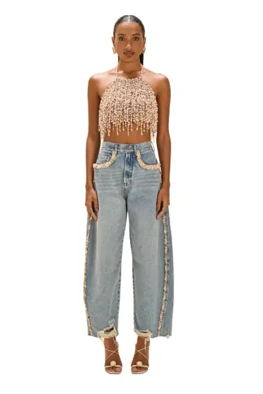PatBo CAMILA COELHO BEADED DENIM PANT | Thumbnail 1 PatBo CAMILA COELHO BEADED DENIM PANT | Thumbnail 1