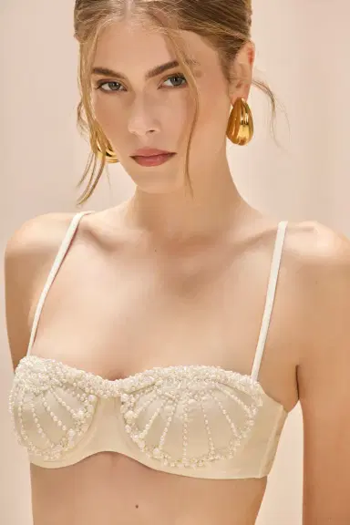 PatBo GOLDEN DUNE LYCRA EMBROIDERED BIKINI TOP | Thumbnail 1