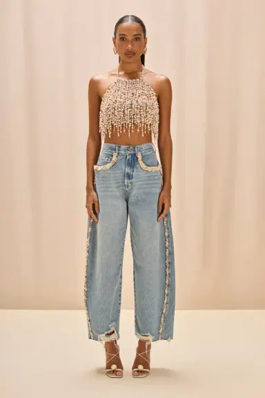 PatBo PEARL DUST EMBROIDERY HALTERNECK TOP | Thumbnail 2