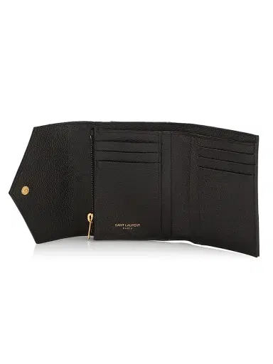 Saint Laurent Women's Logo Matelassé Leather Tri-Fold Wallet | Thumbnail 2
