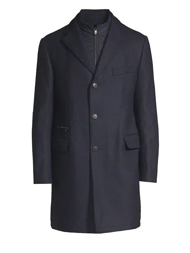 Men's Wool Overcoat - Dark Blue