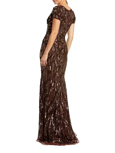 Mac Duggal Women's Sequin & Bead-Embellished Jersey Gown - Chocolate - Size 16 | Thumbnail 2