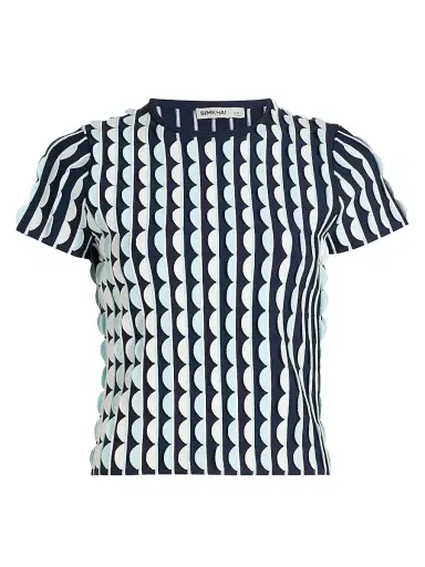 Simkhai Women's Kendra Scalloped Short-Sleeve Top | Thumbnail 1 Simkhai Women's Kendra Scalloped Short-Sleeve Top | Thumbnail 1