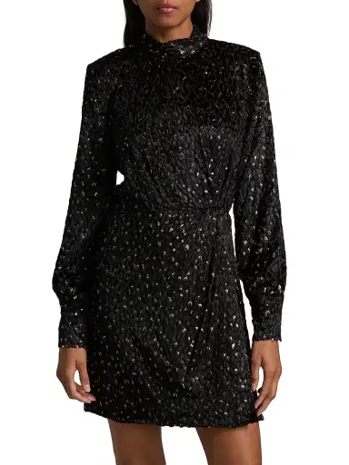Simkhai Women's Daphne Velvet & Metallic Clip-Dot Minidress | Thumbnail 3