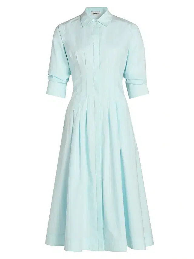 Women's Jazz Pintuck Cotton-Blend Midi-Dress - Sky