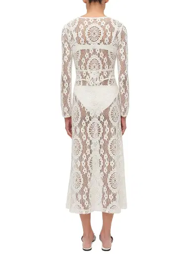 Simkhai Women's Hawthorne Lace-Up Cover-Up Midi-Dress - White - Size XS | Thumbnail 4 Simkhai Women's Hawthorne Lace-Up Cover-Up Midi-Dress - White - Size XS | Thumbnail 4