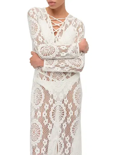 Simkhai Women's Hawthorne Lace-Up Cover-Up Midi-Dress - White - Size XS | Thumbnail 5 Simkhai Women's Hawthorne Lace-Up Cover-Up Midi-Dress - White - Size XS | Thumbnail 5