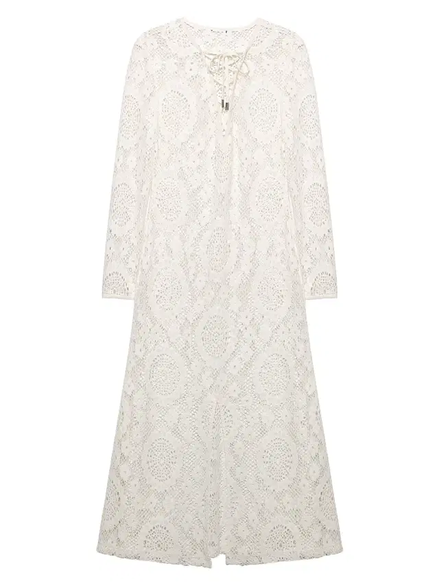 Women's Hawthorne Lace-Up Cover-Up Midi-Dress - White