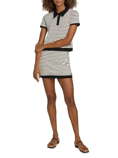 SIMKHAI Women's Jonie Striped Cotton-Blend Miniskirt - White Stripe | Thumbnail 2