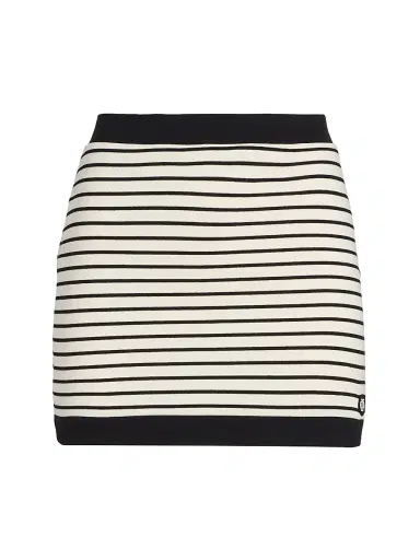 SIMKHAI Women's Jonie Striped Cotton-Blend Miniskirt - White Stripe | Thumbnail 1