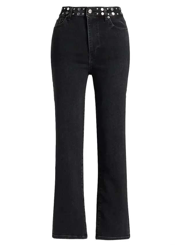 FRAME Women's Le Sleek Studded Stretch Straight-Leg Jeans - Meteor