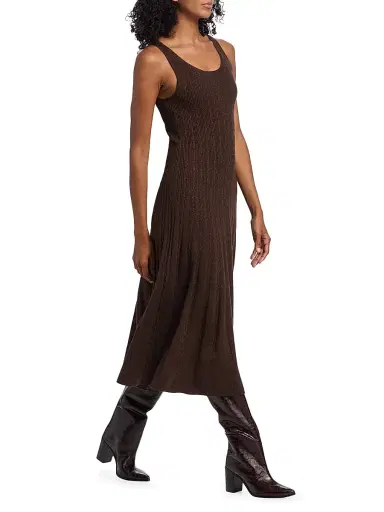 PAIGE Women's Madeline Cable-Knit Fit & Flare Midi-Dress - Dark Brown Sparkle | Thumbnail 2