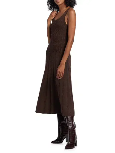 PAIGE Women's Madeline Cable-Knit Fit & Flare Midi-Dress - Dark Brown Sparkle | Thumbnail 4