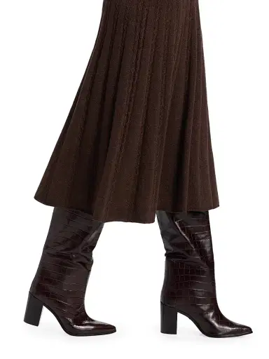 PAIGE Women's Madeline Cable-Knit Fit & Flare Midi-Dress - Dark Brown Sparkle | Thumbnail 6