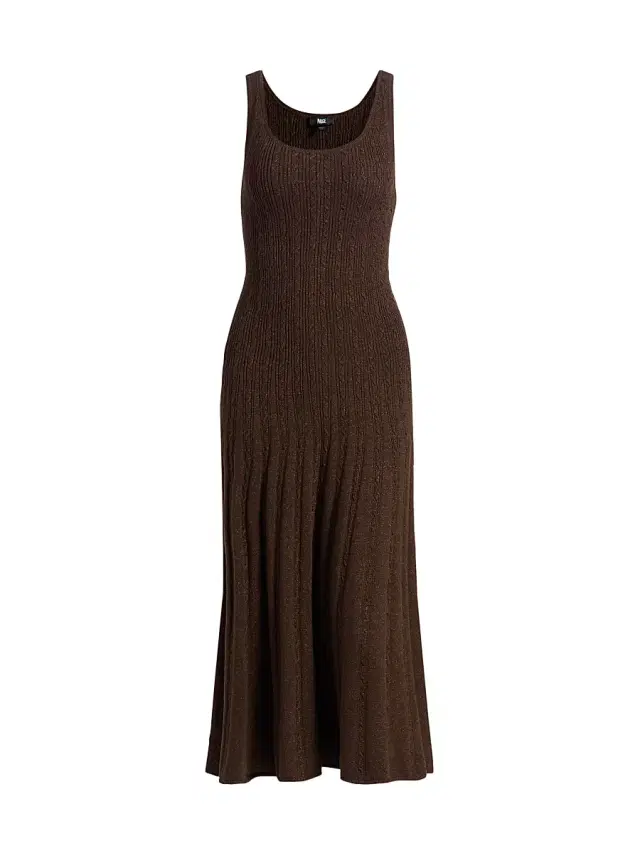 PAIGE Women's Madeline Cable-Knit Fit & Flare Midi-Dress - Dark Brown Sparkle