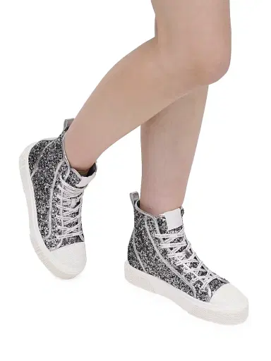 Marc Jacobs Women's The Sequin High-Top Sneakers - Silver | Thumbnail 6