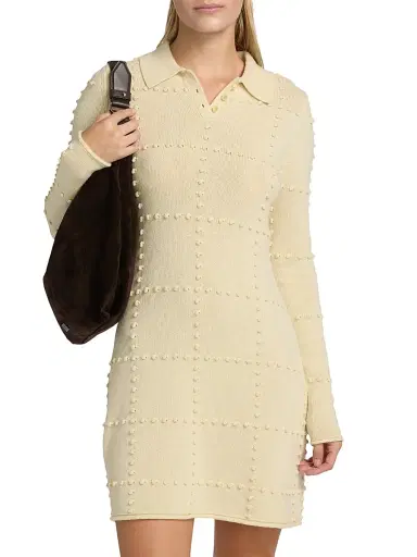 Guest In Residence Women's Popcorn Cashmere-Blend Polo Dress | Thumbnail 3 Guest In Residence Women's Popcorn Cashmere-Blend Polo Dress | Thumbnail 3