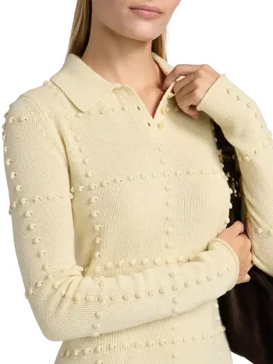 Guest In Residence Women's Popcorn Cashmere-Blend Polo Dress | Thumbnail 6 Guest In Residence Women's Popcorn Cashmere-Blend Polo Dress | Thumbnail 6