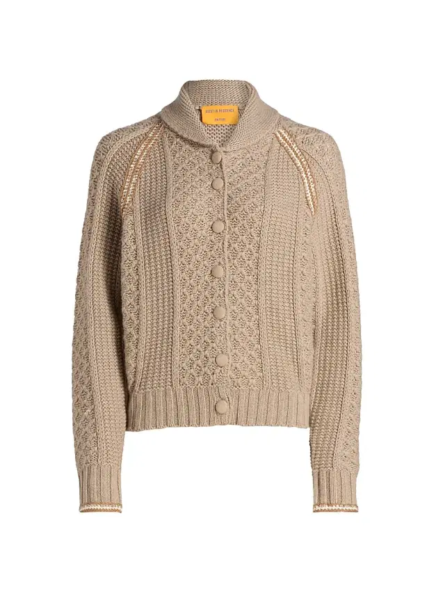 Guest in Residence Women's Marlowe Wool-Cashmere Cable-Knit Cardigan - Taupe