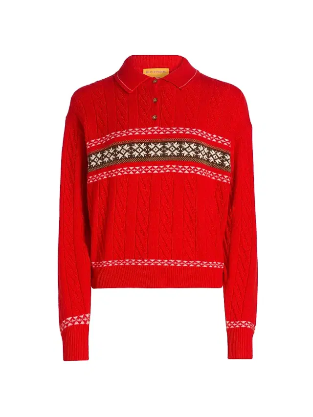 Women's Cable Collegiate Cashmere-Blend Sweater - Chili Combo