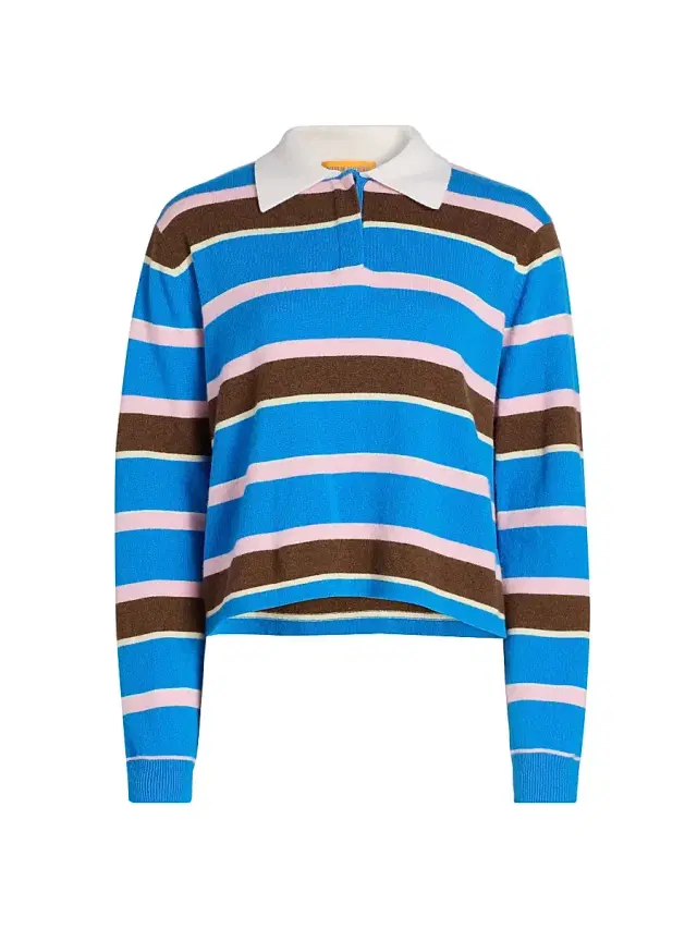 Women's Cashmere Striped Rugby Sweater - Twilight Combo