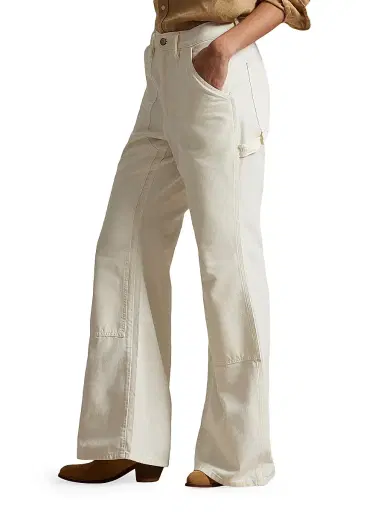 Polo Ralph Lauren Women's High-Rise Cotton Flared Pants - Cream | Thumbnail 4